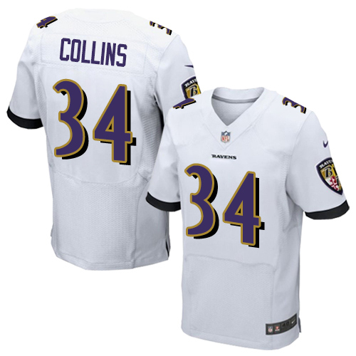 Nike Ravens #34 Alex Collins White Men's Stitched NFL New Elite Jersey